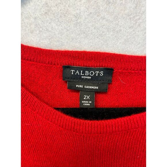 NWT TALBOTS Pure Cashmere Women’s Sweater 2X Red Crewneck Luxury Soft Holidays - Picture 3 of 11